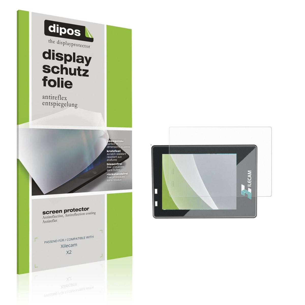 Matte Displayschutzfolie von dipos passend für Xilecam X2, präziser Zuschnitt und blasenfrei montiert