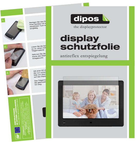 Matte Displayschutzfolie von dipos passend für Xoro DPF 8A2, präziser Zuschnitt und blasenfrei montiert