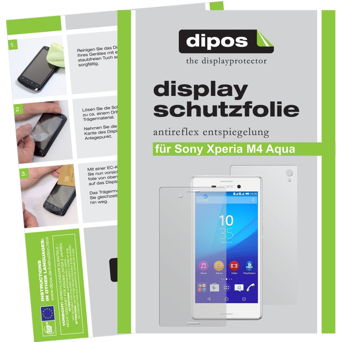 Matte Displayschutzfolie von dipos passend für Xperia M4 Aqua Sony, präziser Zuschnitt und blasenfrei montiert