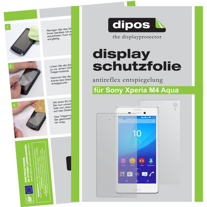 Matte Displayschutzfolie von dipos passend für Xperia M4 Aqua Sony, präziser Zuschnitt und blasenfrei montiert