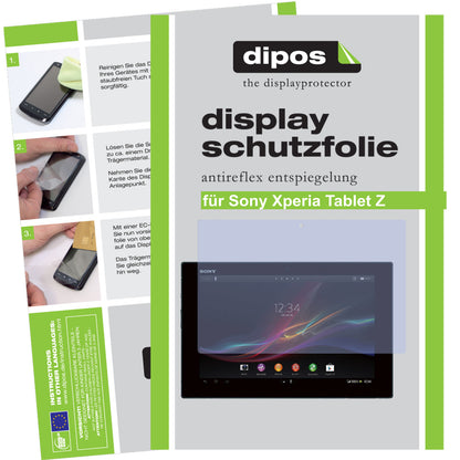 Matte Displayschutzfolie von dipos passend für Xperia Tablet Z Sony, präziser Zuschnitt und blasenfrei montiert