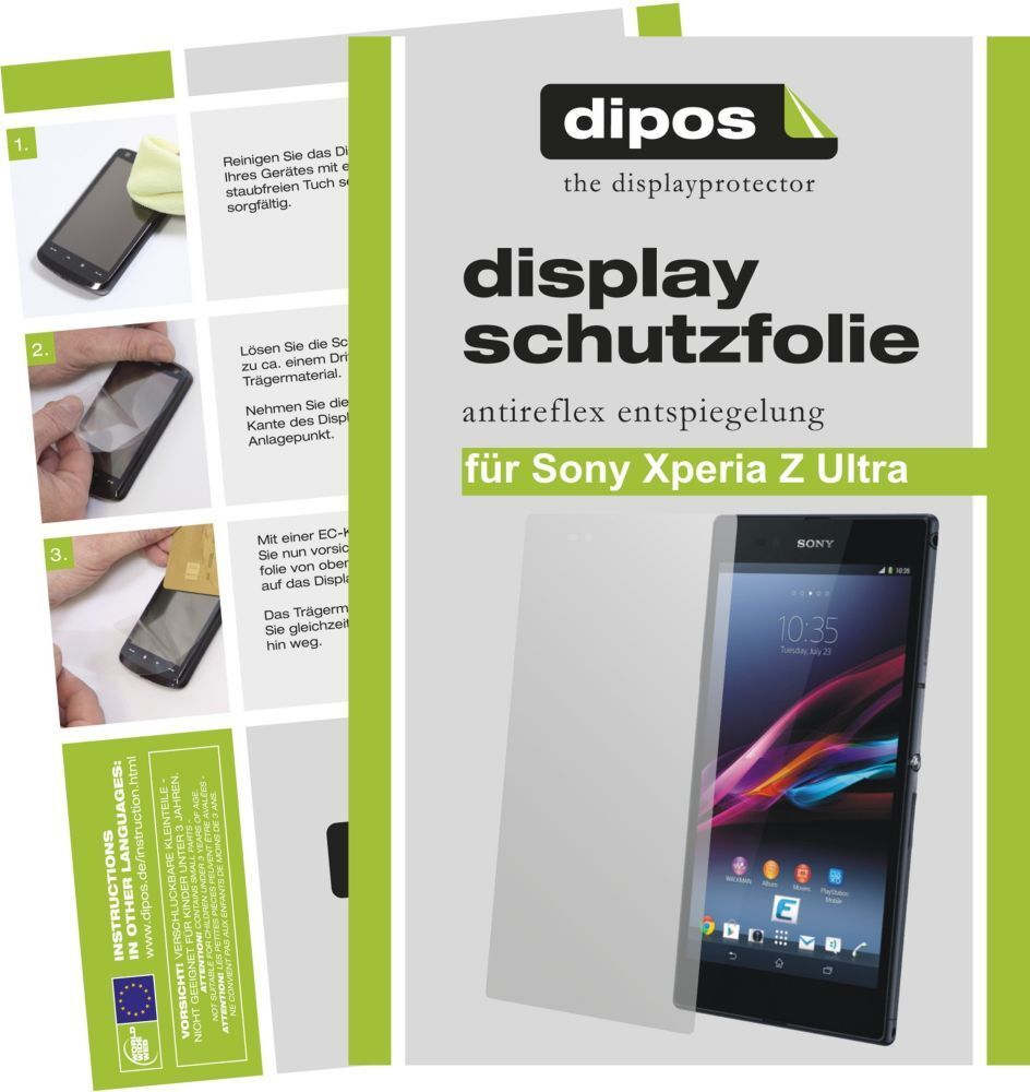 Matte Displayschutzfolie von dipos passend für Xperia Z Ultra Sony, präziser Zuschnitt und blasenfrei montiert