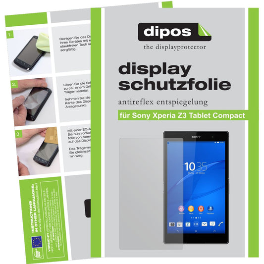 Matte Displayschutzfolie von dipos passend für Xperia Z3 Tablet Compact Sony, präziser Zuschnitt und blasenfrei montiert