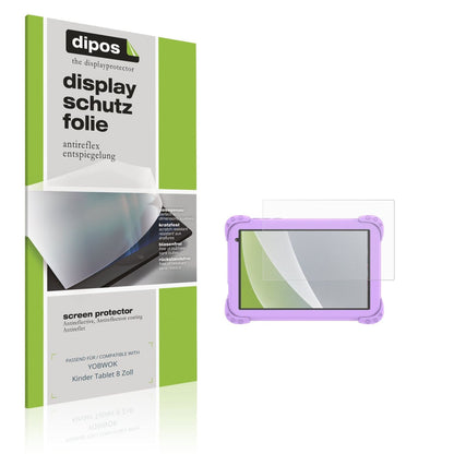 Matte Displayschutzfolie von dipos passend für YOBWOK Kinder Tablet 8 Zoll, präziser Zuschnitt und blasenfrei montiert