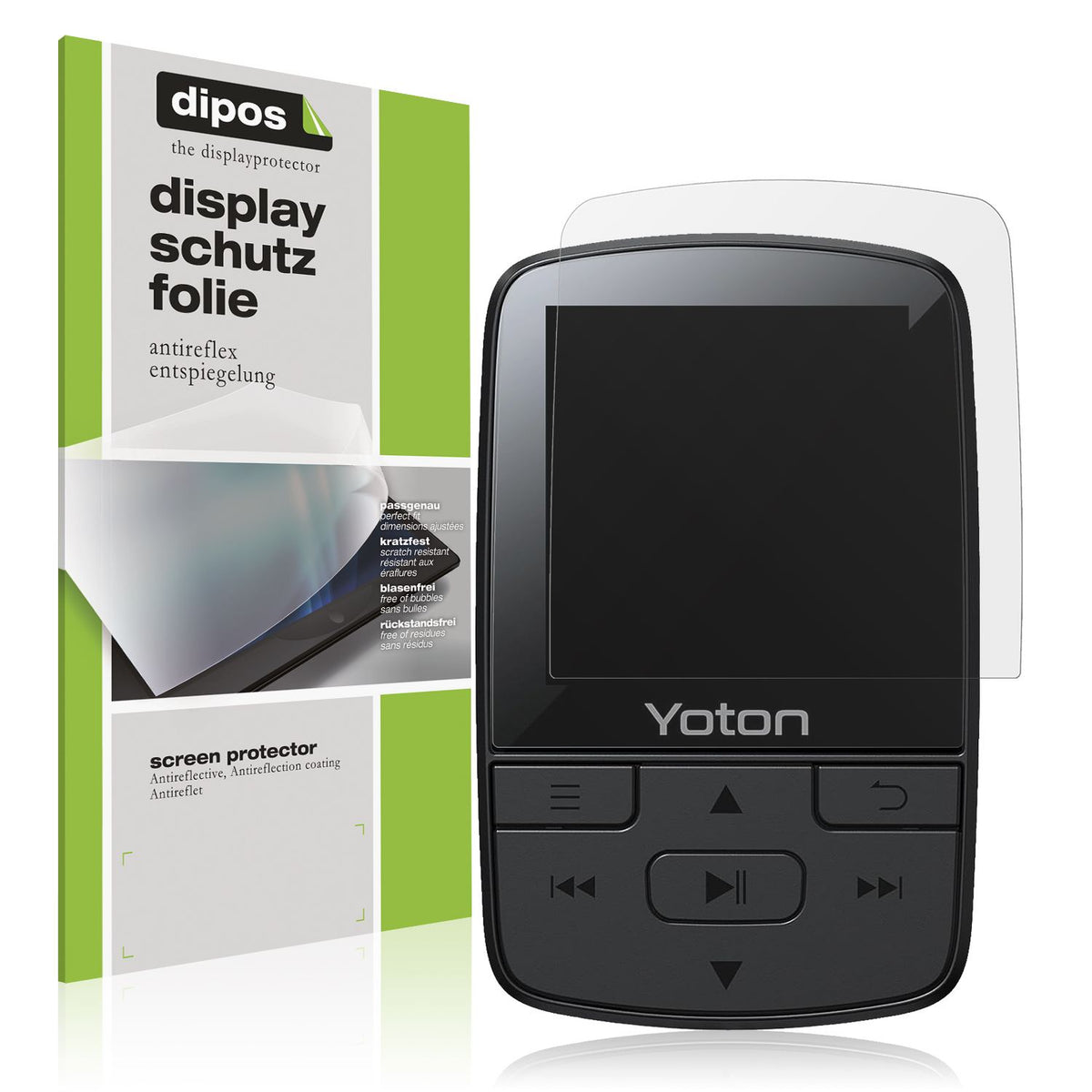 Matte Displayschutzfolie von dipos passend für YOTON YM03 MP3-Player, präziser Zuschnitt und blasenfrei montiert