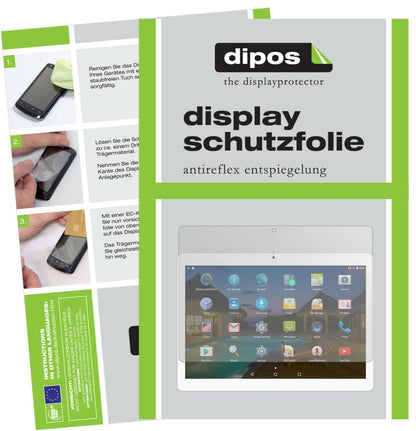 Matte Displayschutzfolie von dipos passend für Yuntab K107 10,1 Zoll, präziser Zuschnitt und blasenfrei montiert