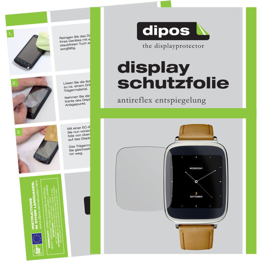 Matte Displayschutzfolie von dipos passend für ZenWatch Asus, präziser Zuschnitt und blasenfrei montiert
