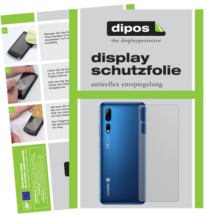 Matte Displayschutzfolie von dipos passend für ZTE Axon 10s Pro Rückseite, präziser Zuschnitt und blasenfrei montiert