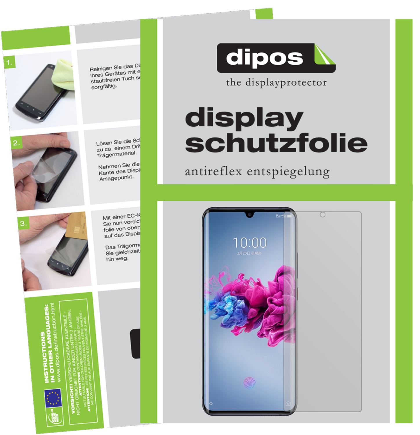 Matte Displayschutzfolie von dipos passend für ZTE Axon 11, präziser Zuschnitt und blasenfrei montiert