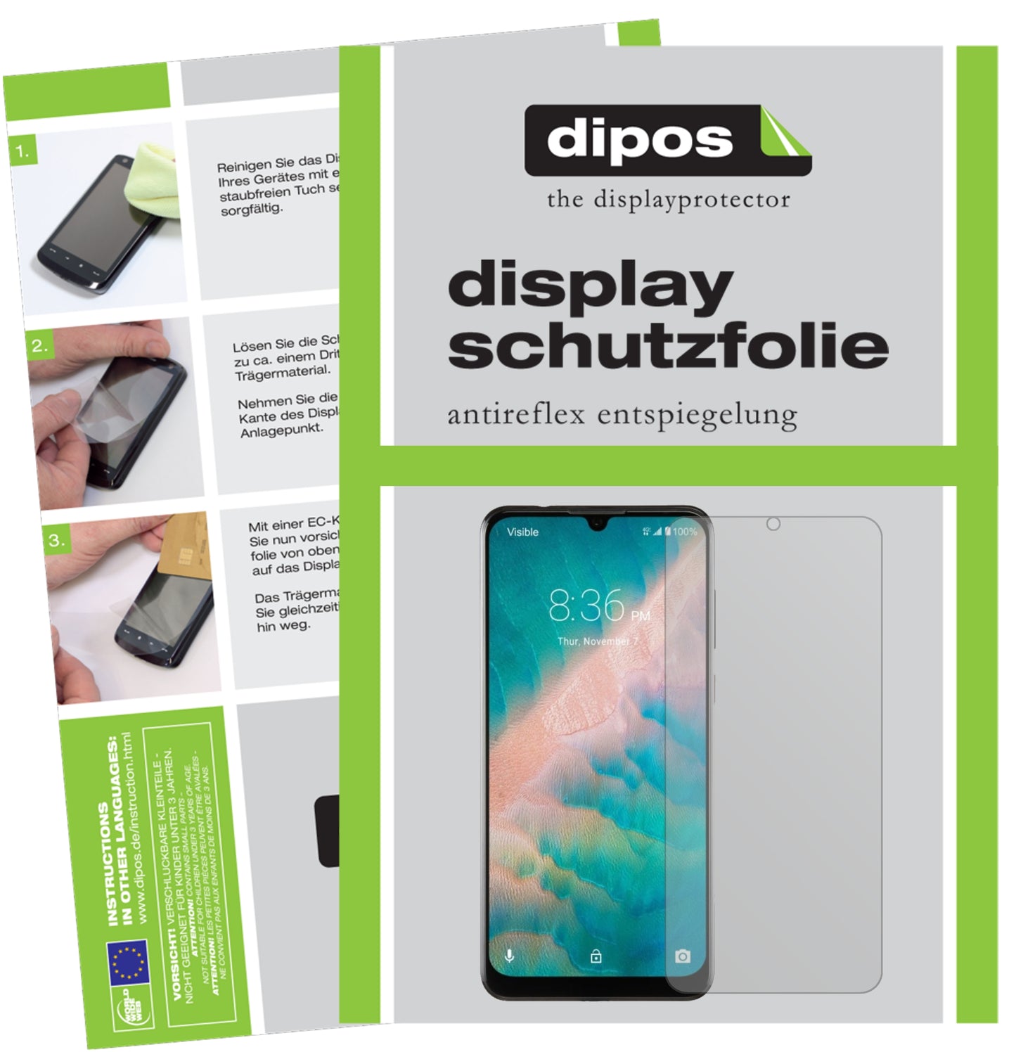 Matte Displayschutzfolie von dipos passend für ZTE Blade 10 Prime, präziser Zuschnitt und blasenfrei montiert