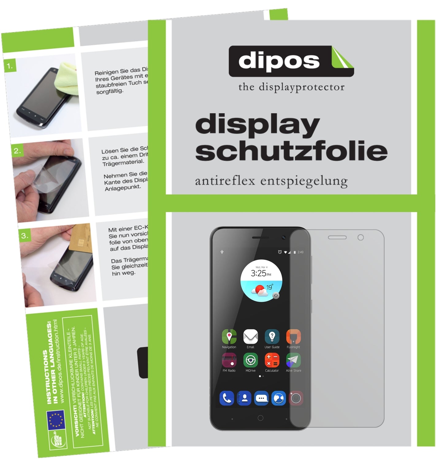 Matte Displayschutzfolie von dipos passend für ZTE Blade A520, präziser Zuschnitt und blasenfrei montiert