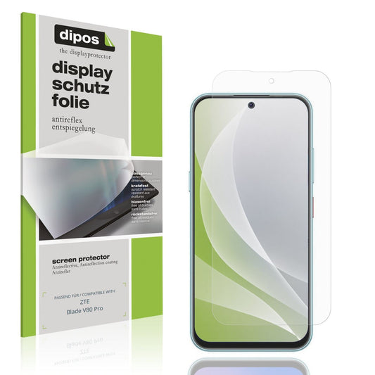 Matte Displayschutzfolie von dipos passend für ZTE Blade V80 Pro, präziser Zuschnitt und blasenfrei montiert
