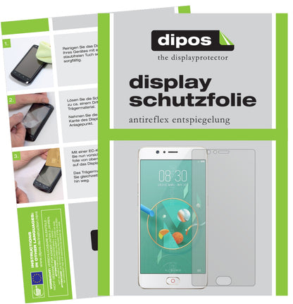 Matte Displayschutzfolie von dipos passend für ZTE Nubia M2, präziser Zuschnitt und blasenfrei montiert