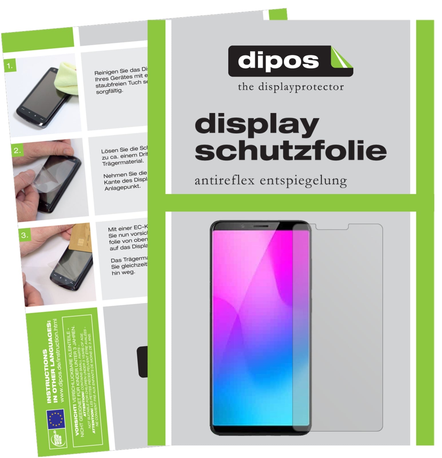 Matte Displayschutzfolie von dipos passend für ZTE Nubia M3, präziser Zuschnitt und blasenfrei montiert