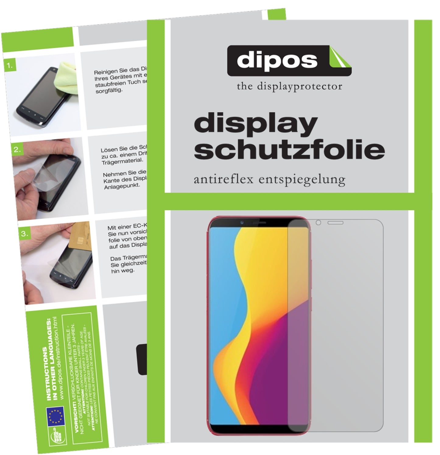 Matte Displayschutzfolie von dipos passend für ZTE Nubia V18, präziser Zuschnitt und blasenfrei montiert