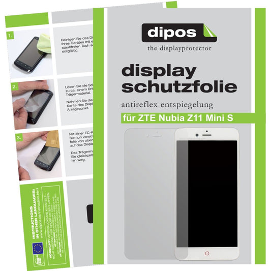 Matte Displayschutzfolie von dipos passend für ZTE Nubia Z11 mini S, präziser Zuschnitt und blasenfrei montiert
