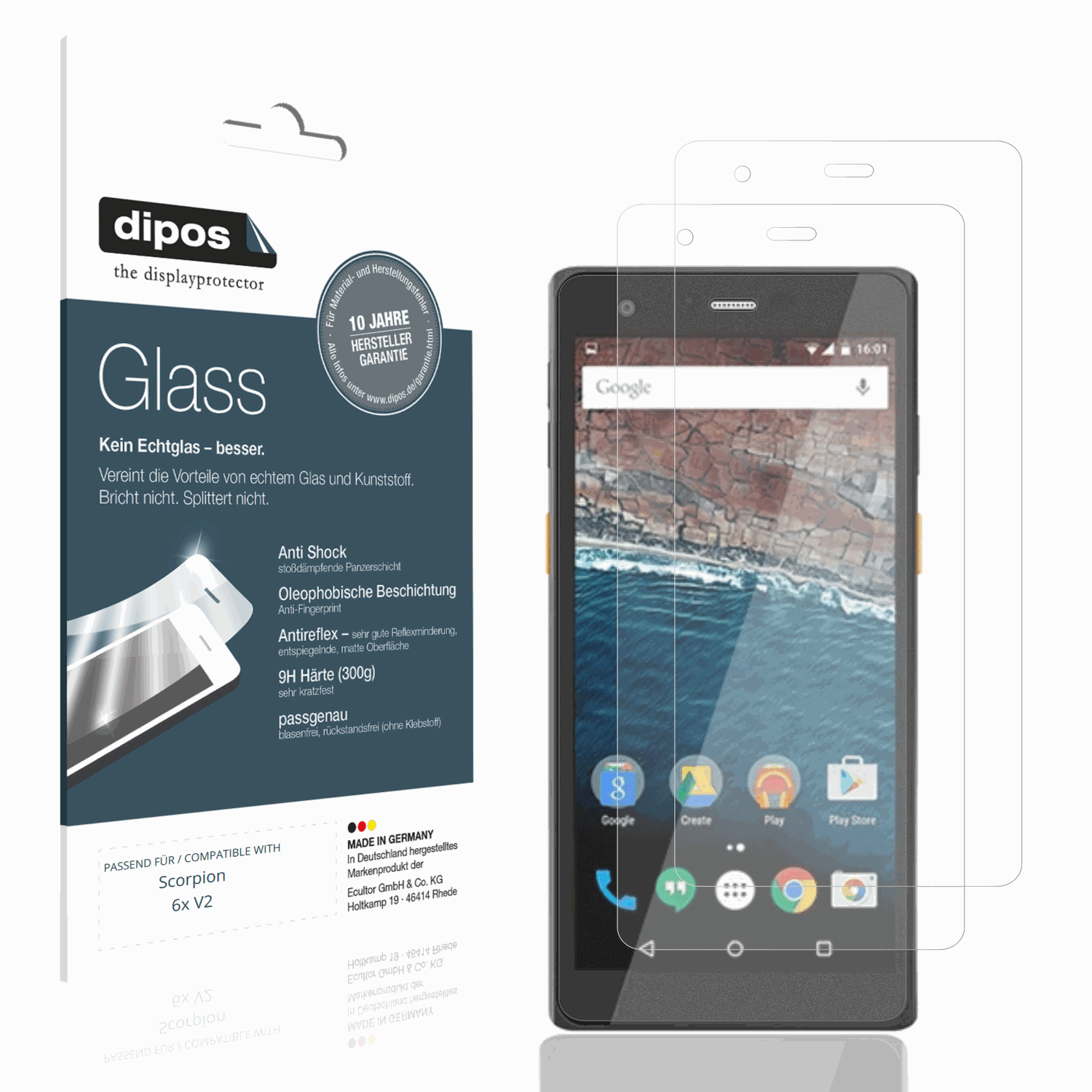 Matte Displayschutzfolie von dipos passend für Scorpion 6x V2, 9H kratzfest und blasenfrei montiert