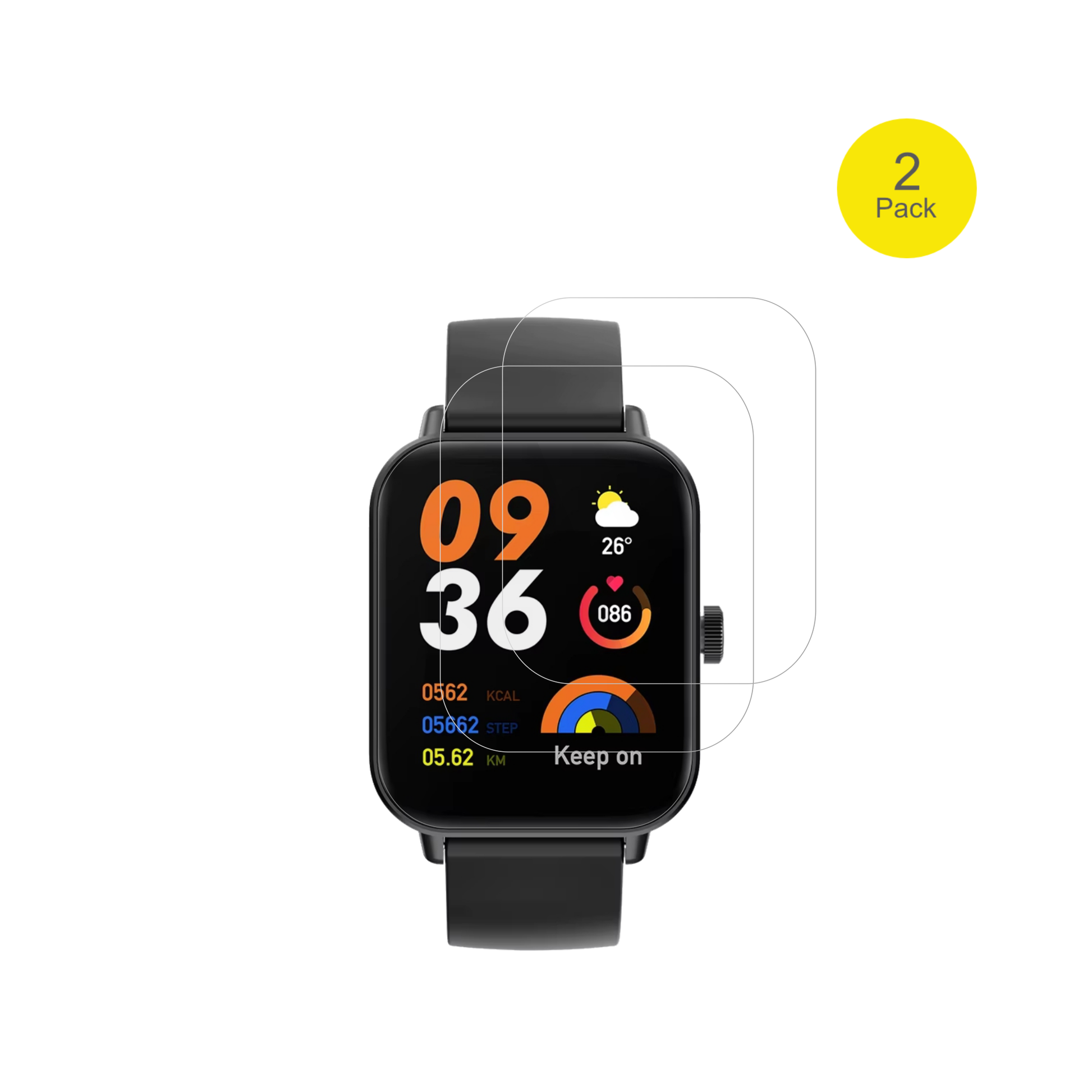 SectorSmartwatch S-07 mit aufgebrachter dipos Displayschutzfolie, glasklare Darstellung ohne Einschränkungen