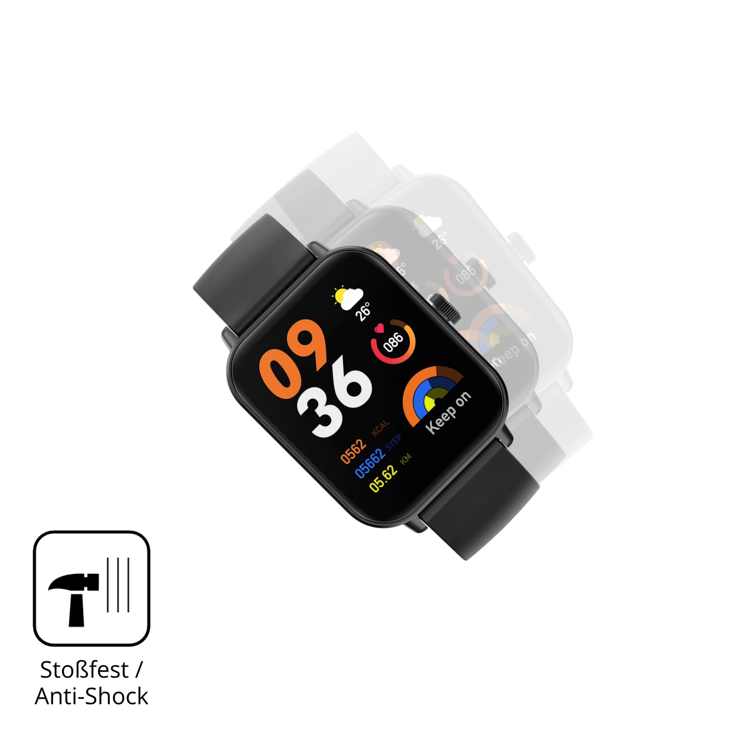 Schutz gegen Kratzer auf dem Sector Smartwatch S-07 Glas durch Schlüssel oder Ähnliches