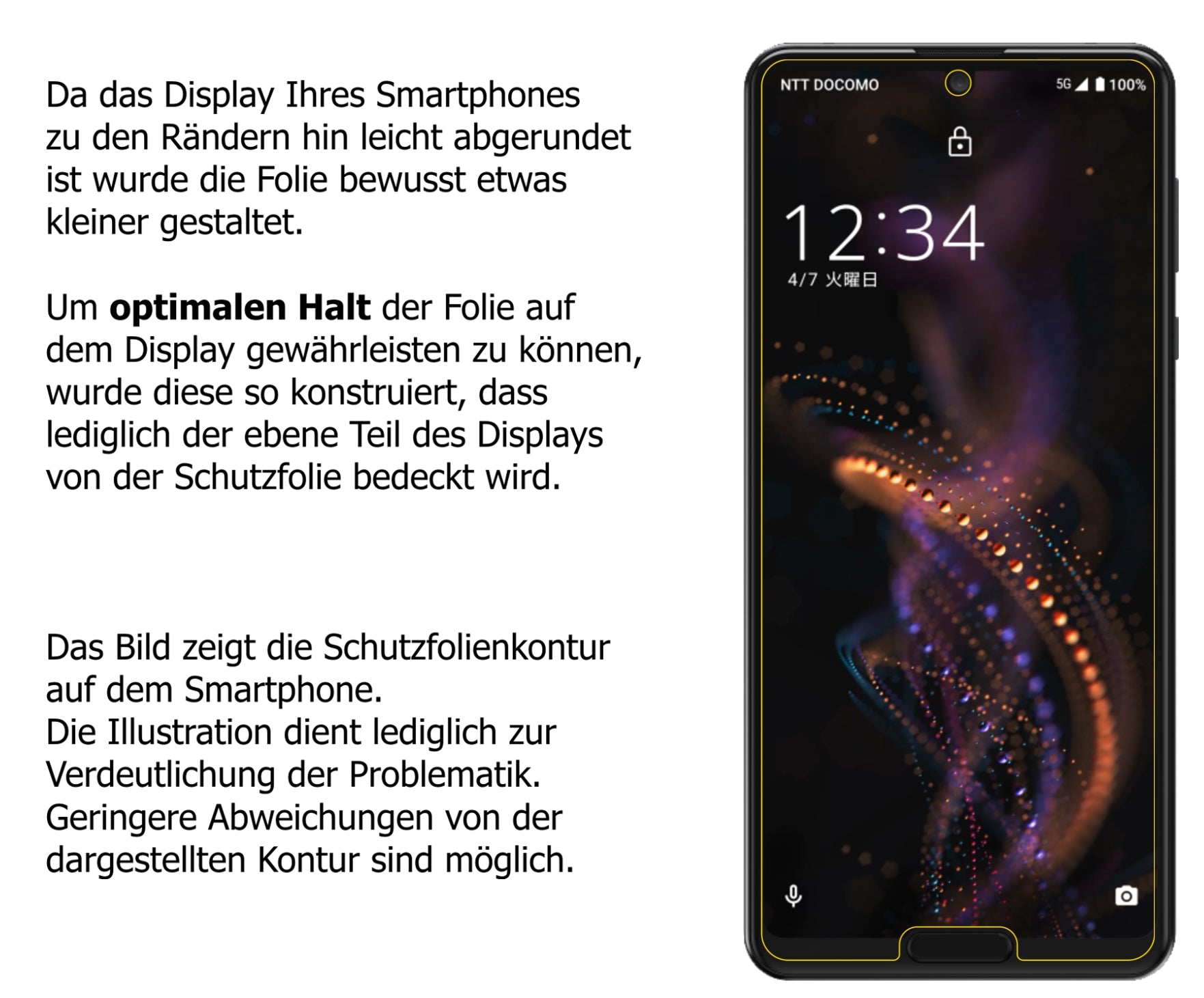 Schutzfolie mit optimaler Passform, zur Verwendung mit Hüllen geeignet