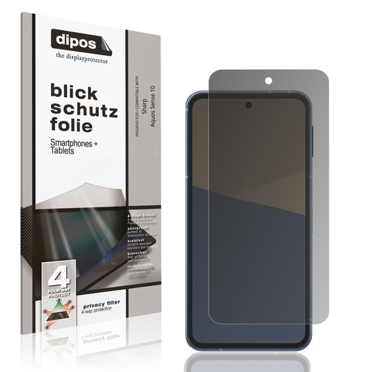 Blickschutzfolie von dipos passend für sharpaquos sense 10, präziser Zuschnitt und blasenfrei montiert