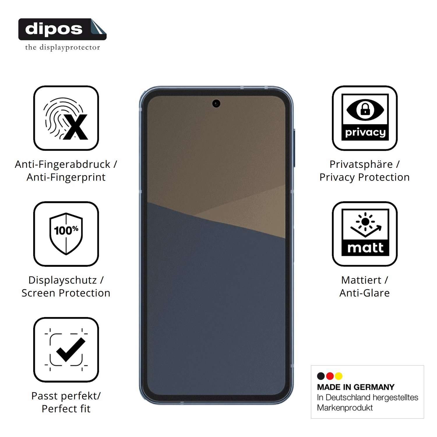 Privatsphäre-Schutz durch Sichtschutz-Folie passend zugeschnitten für sharpaquos sense 10