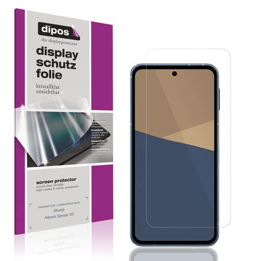 Klare Displayschutzfolie von dipos passend für sharpaquos sense 10, präziser Zuschnitt und blasenfrei montiert