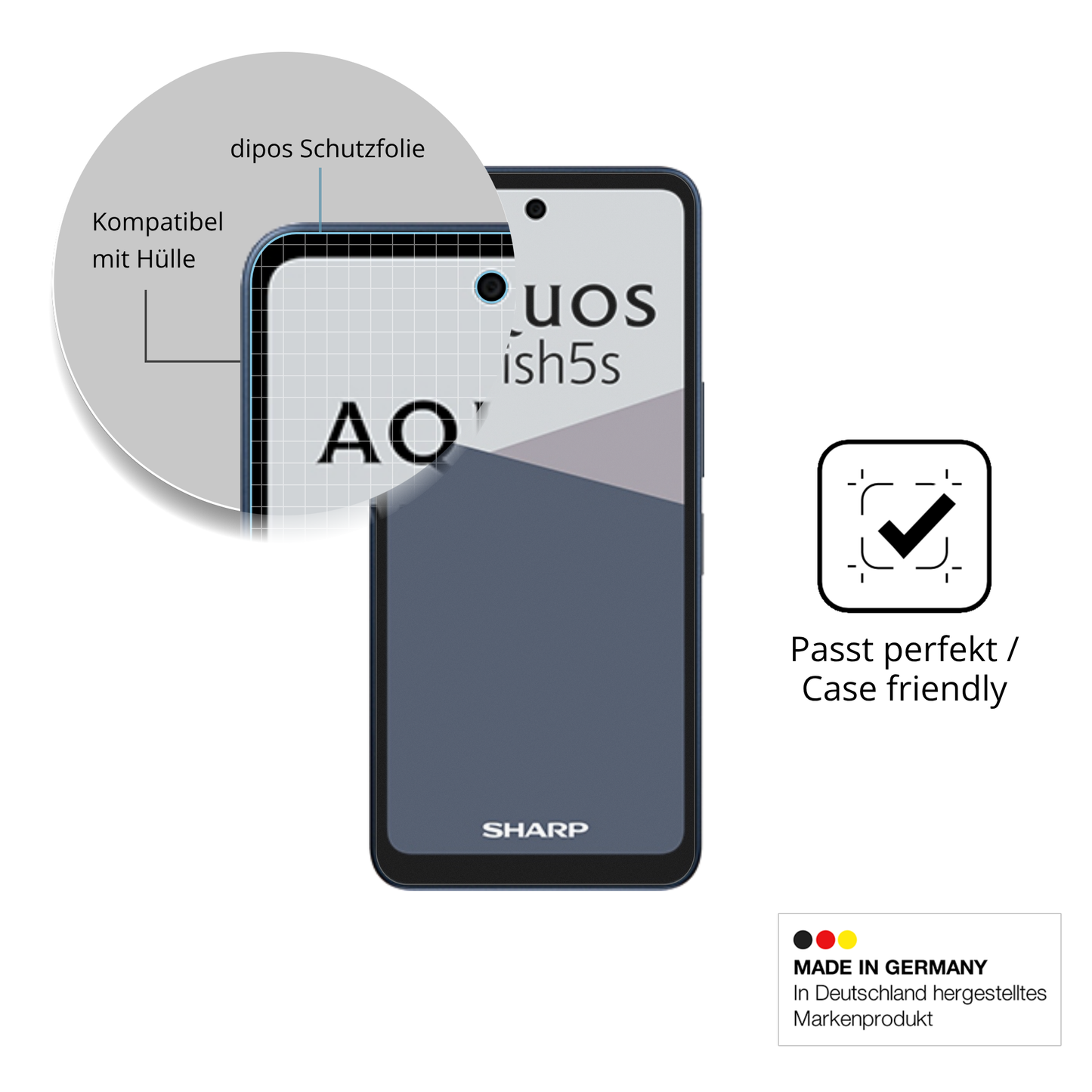 Schutzfolie mit optimaler Passform, zur Verwendung mit Hüllen geeignet