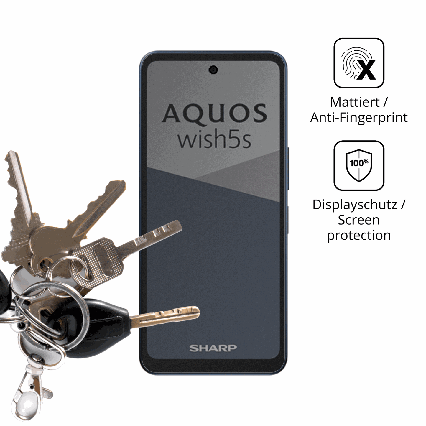 dipos Displayschutz für Sharp Aquos wish5s, mattierte Oberfläche, Blickschutzfilter und perfekter Passform