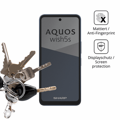 dipos Displayschutz für Sharp Aquos wish5s, mattierte Oberfläche, Blickschutzfilter und perfekter Passform