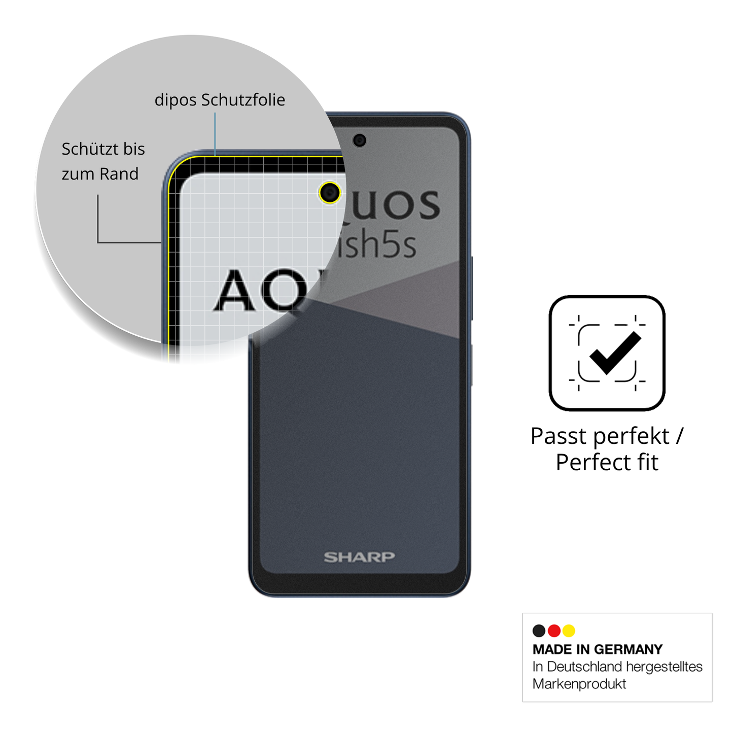 Schutz gegen Kratzer auf dem Sharp Aquos wish5s Glas durch Schlüssel oder Ähnliches