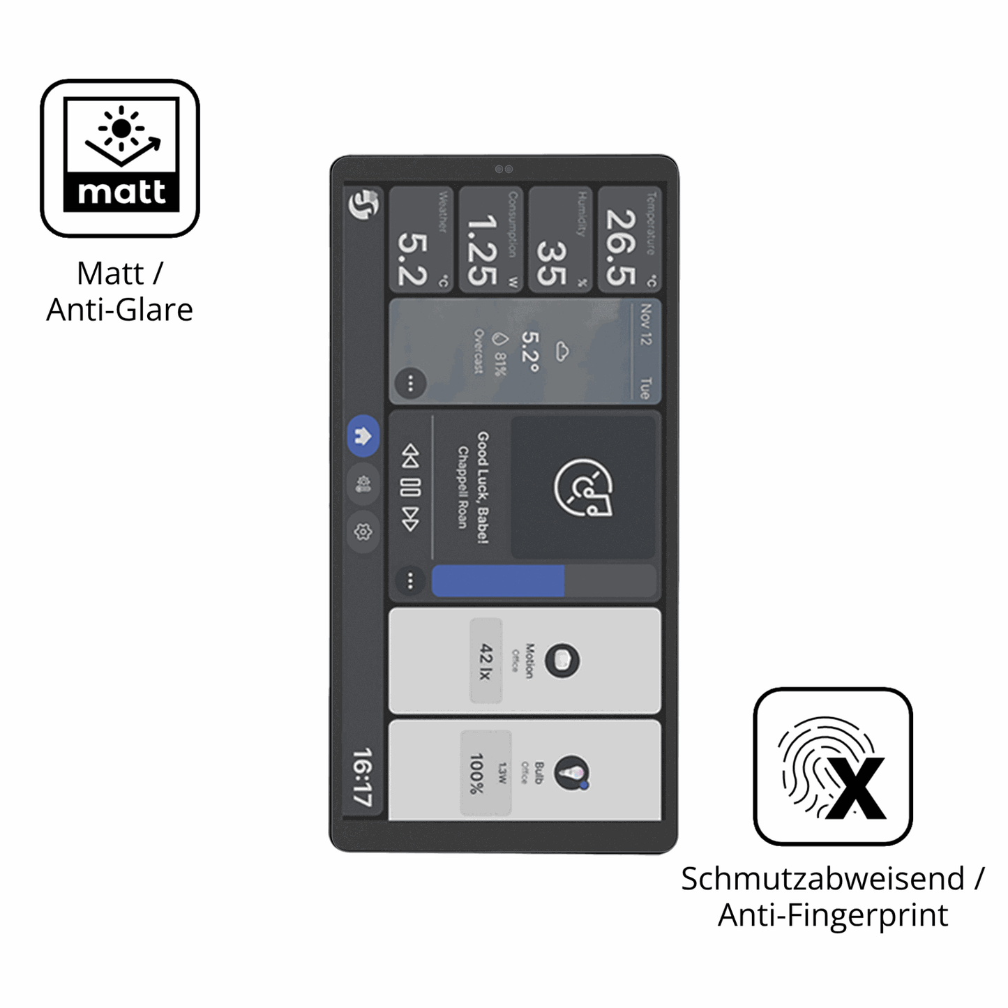 2x Screen Protector for Shelly Wall Display X2i Protection Anti Glare dipos