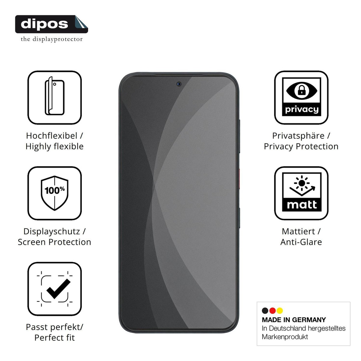 Flexible TPU-Folie passend zugeschnitten für Aiplus AI+ Nova 2 Pro 5G, mit Privatsphäre-Schutz durch Sichtschutz-Folie
