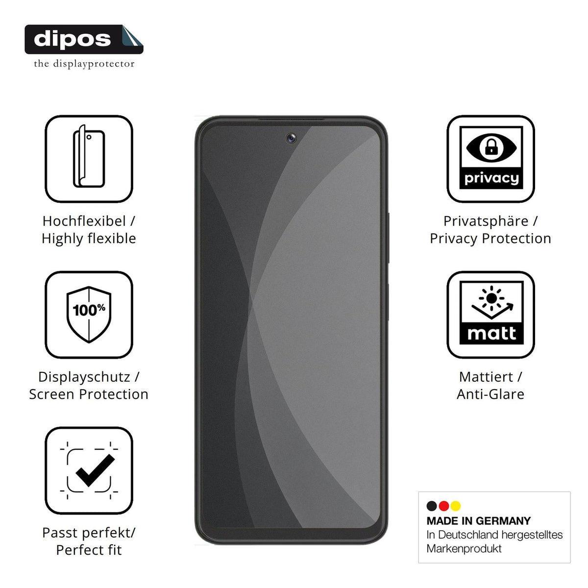 Flexible TPU-Folie passend zugeschnitten für Coolpad Cool 80, mit Privatsphäre-Schutz durch Sichtschutz-Folie