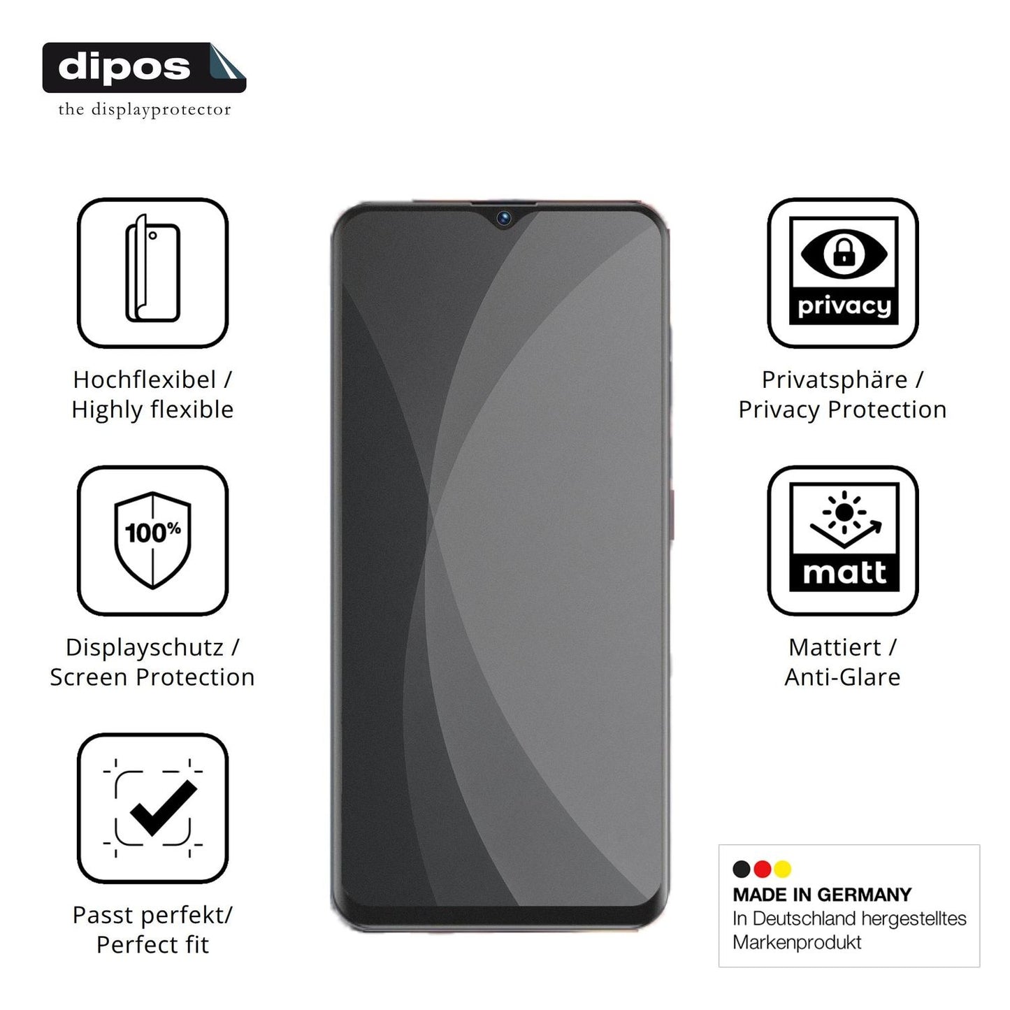 Flexible TPU-Folie passend zugeschnitten für FOXIONO S21U, mit Privatsphäre-Schutz durch Sichtschutz-Folie