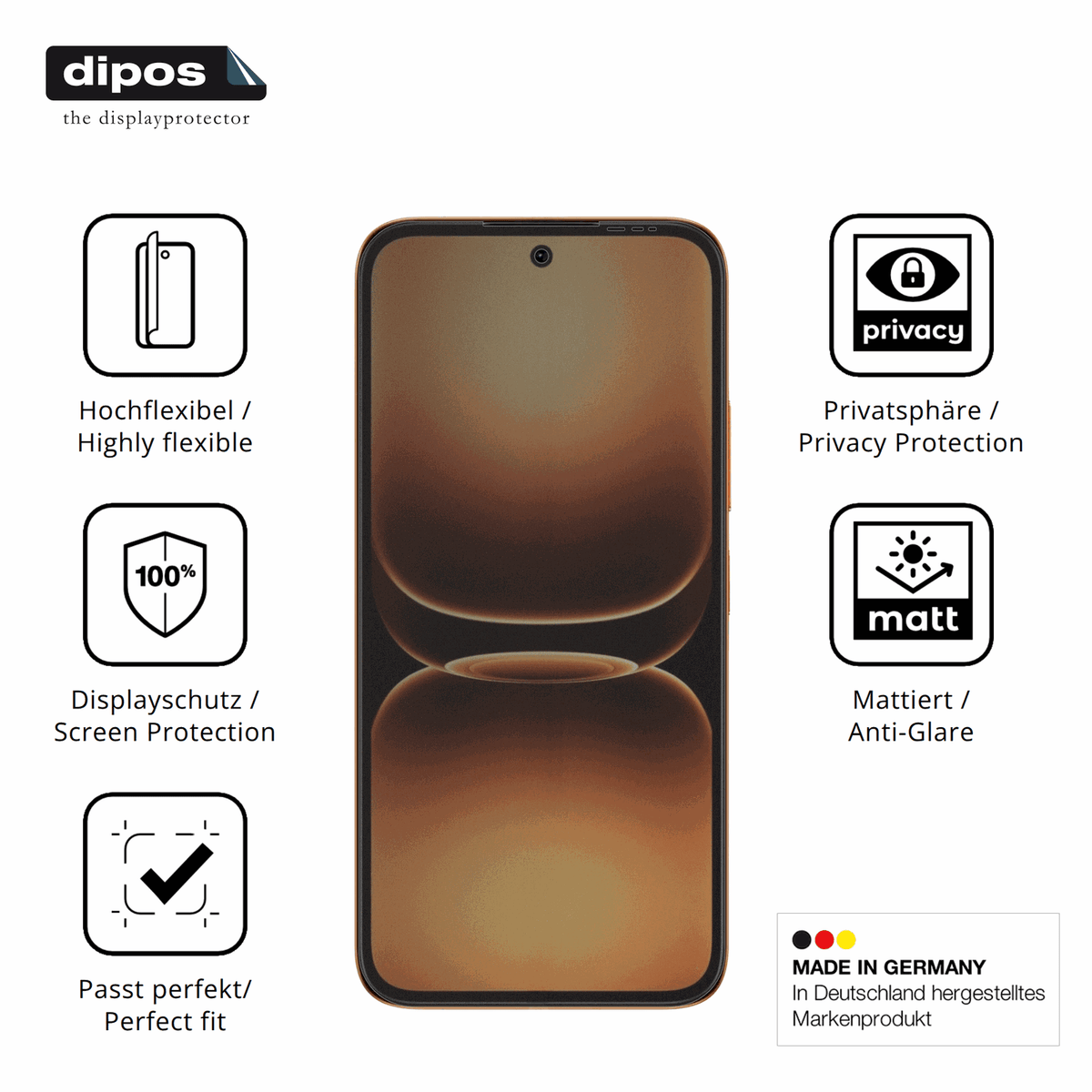 Flexible TPU-Folie passend zugeschnitten für Infinix Smart 20, mit Privatsphäre-Schutz durch Sichtschutz-Folie