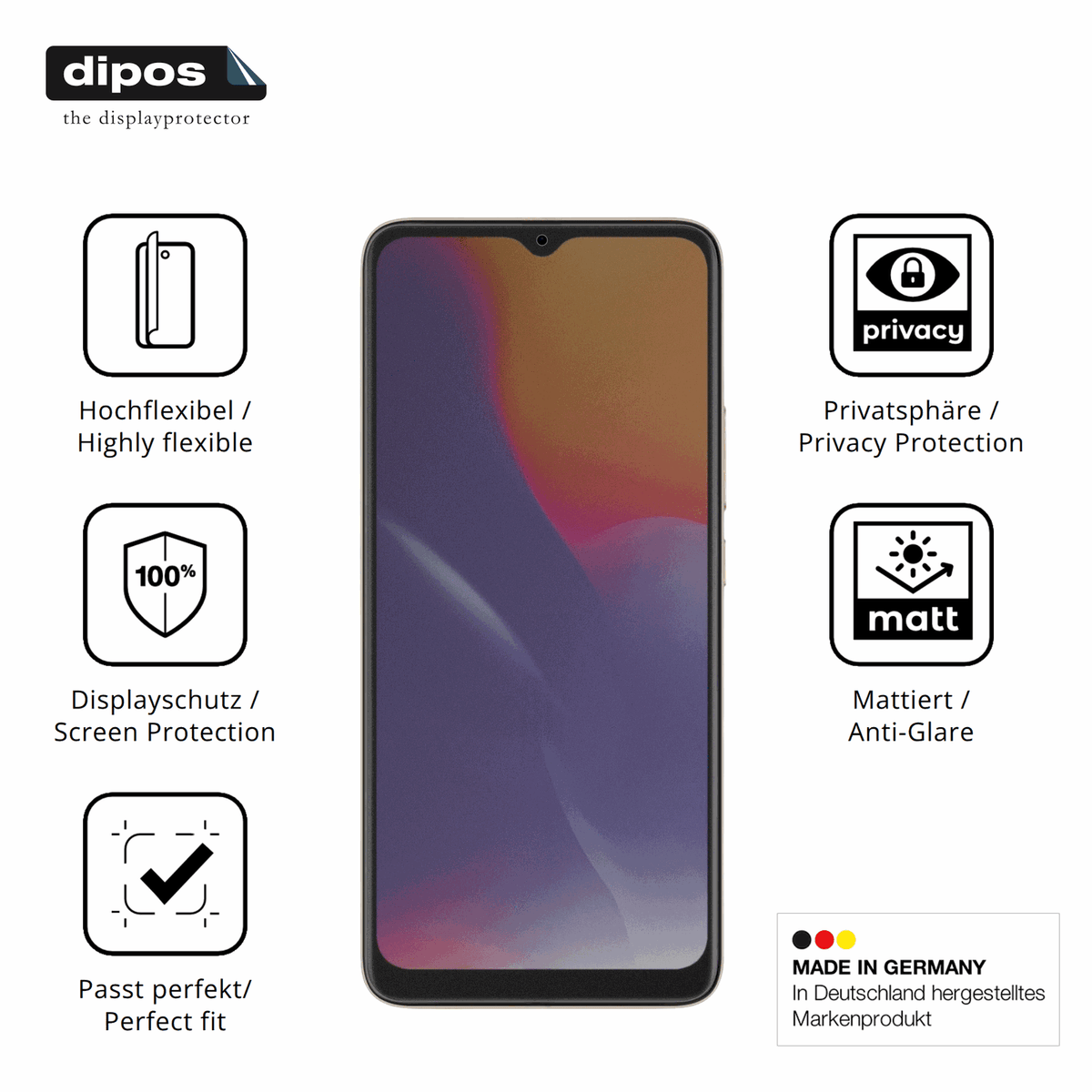 Flexible TPU-Folie passend zugeschnitten für Logicom Lunar Pro, mit Privatsphäre-Schutz durch Sichtschutz-Folie