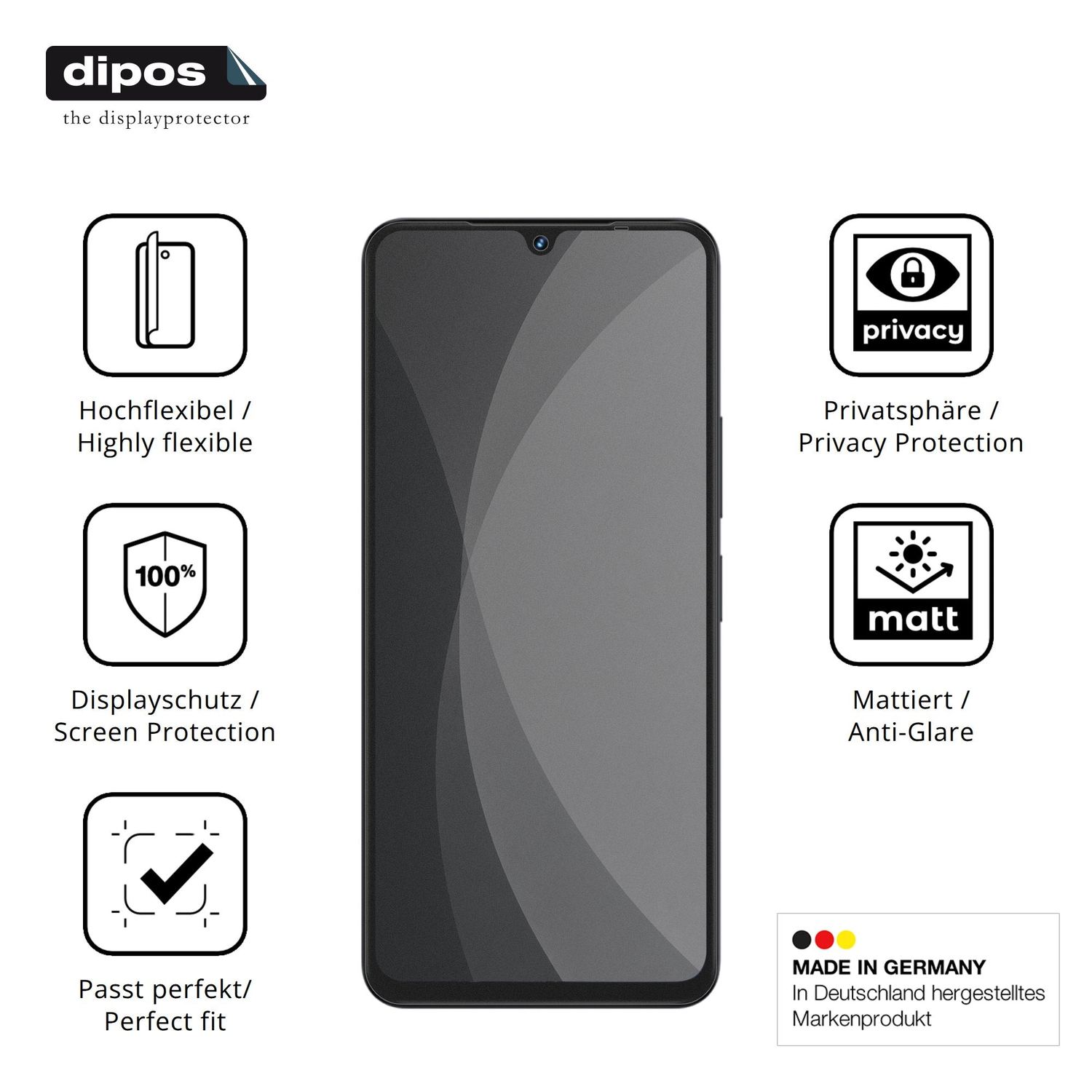 Flexible TPU-Folie passend zugeschnitten für Logicom Vision X3 Max, mit Privatsphäre-Schutz durch Sichtschutz-Folie