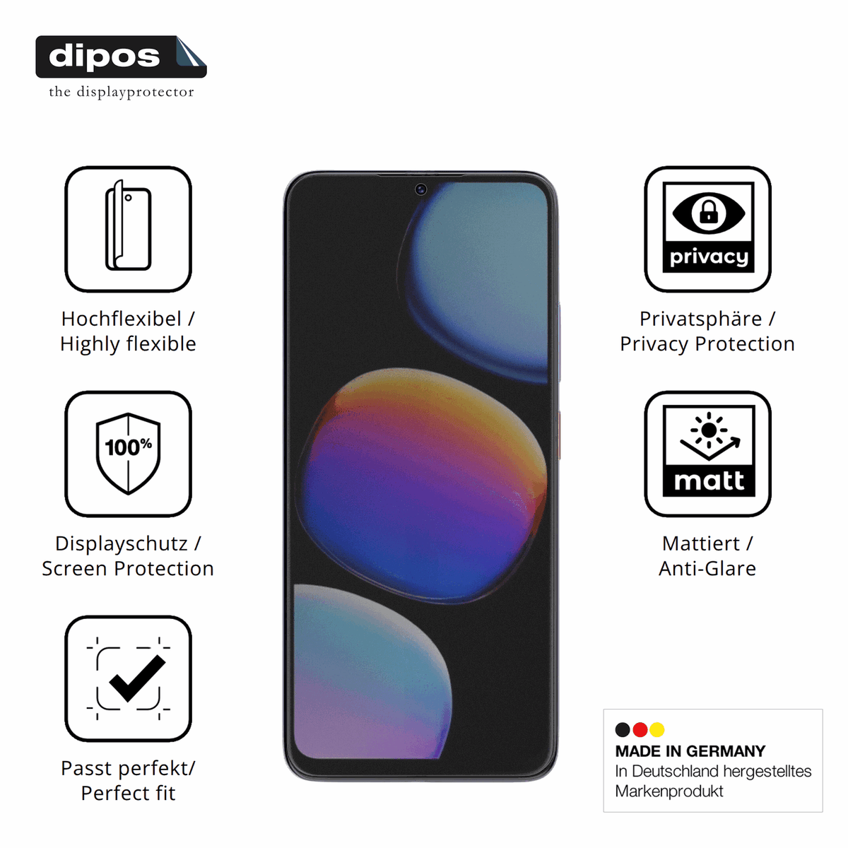 Flexible TPU-Folie passend zugeschnitten für Nubia V80 Max, mit Privatsphäre-Schutz durch Sichtschutz-Folie