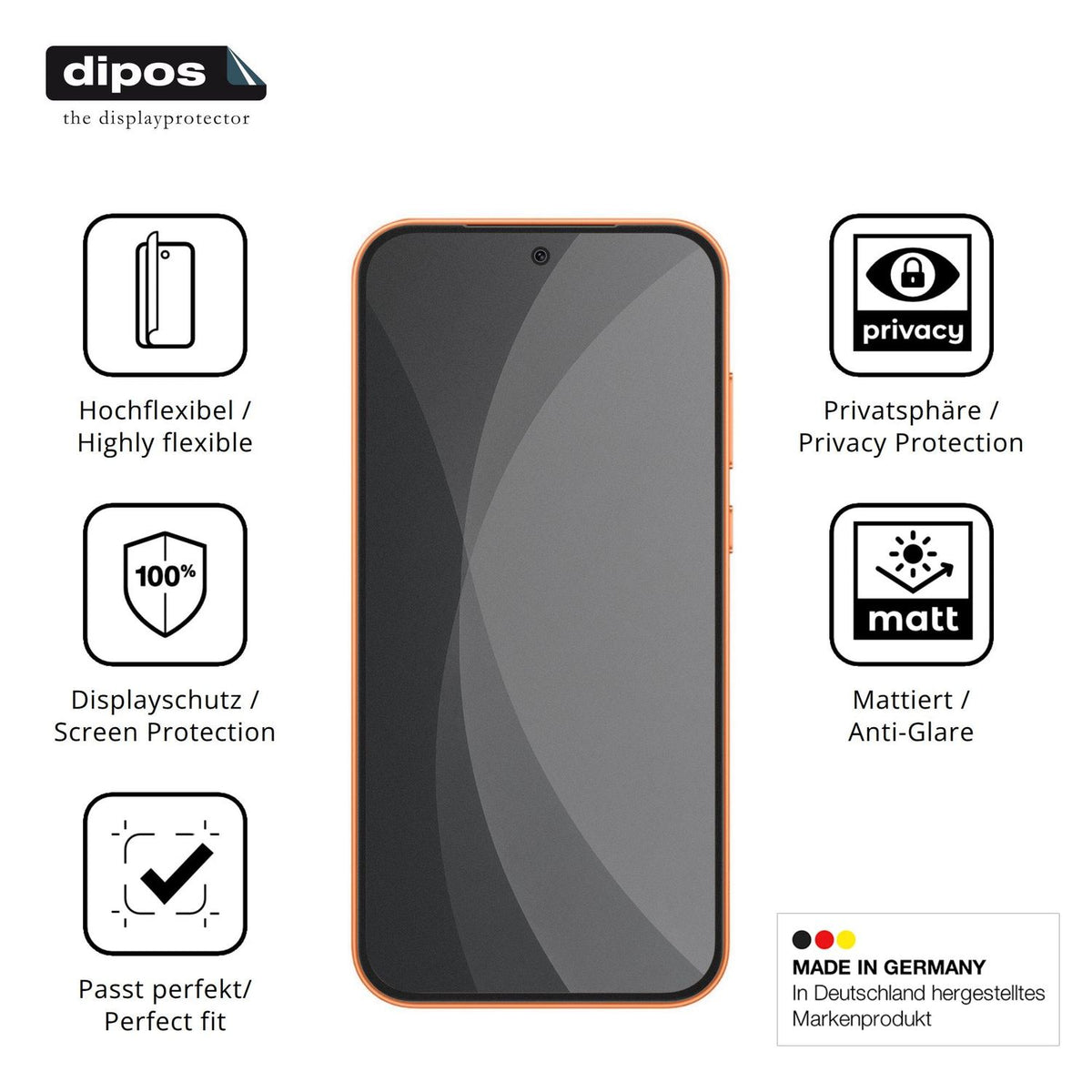 Flexible TPU-Folie passend zugeschnitten für Oppo A7 Pro Max, mit Privatsphäre-Schutz durch Sichtschutz-Folie