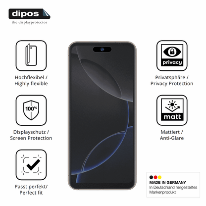 Flexible TPU-Folie passend zugeschnitten für Peace Nova 16 Pro, mit Privatsphäre-Schutz durch Sichtschutz-Folie