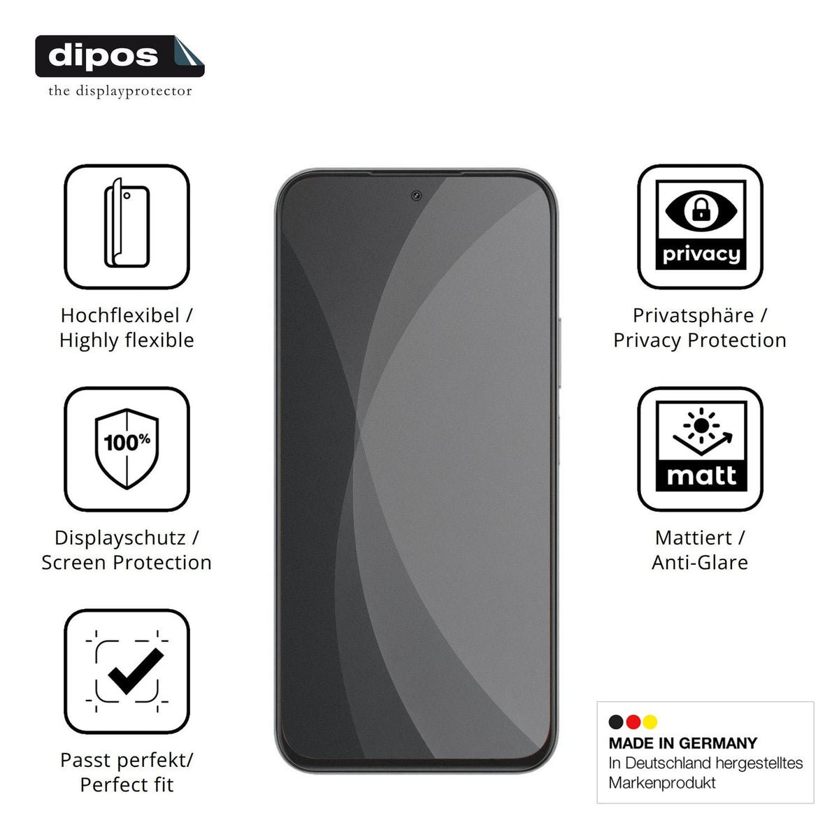 Flexible TPU-Folie passend zugeschnitten für Realme Narzo 100x 5G, mit Privatsphäre-Schutz durch Sichtschutz-Folie