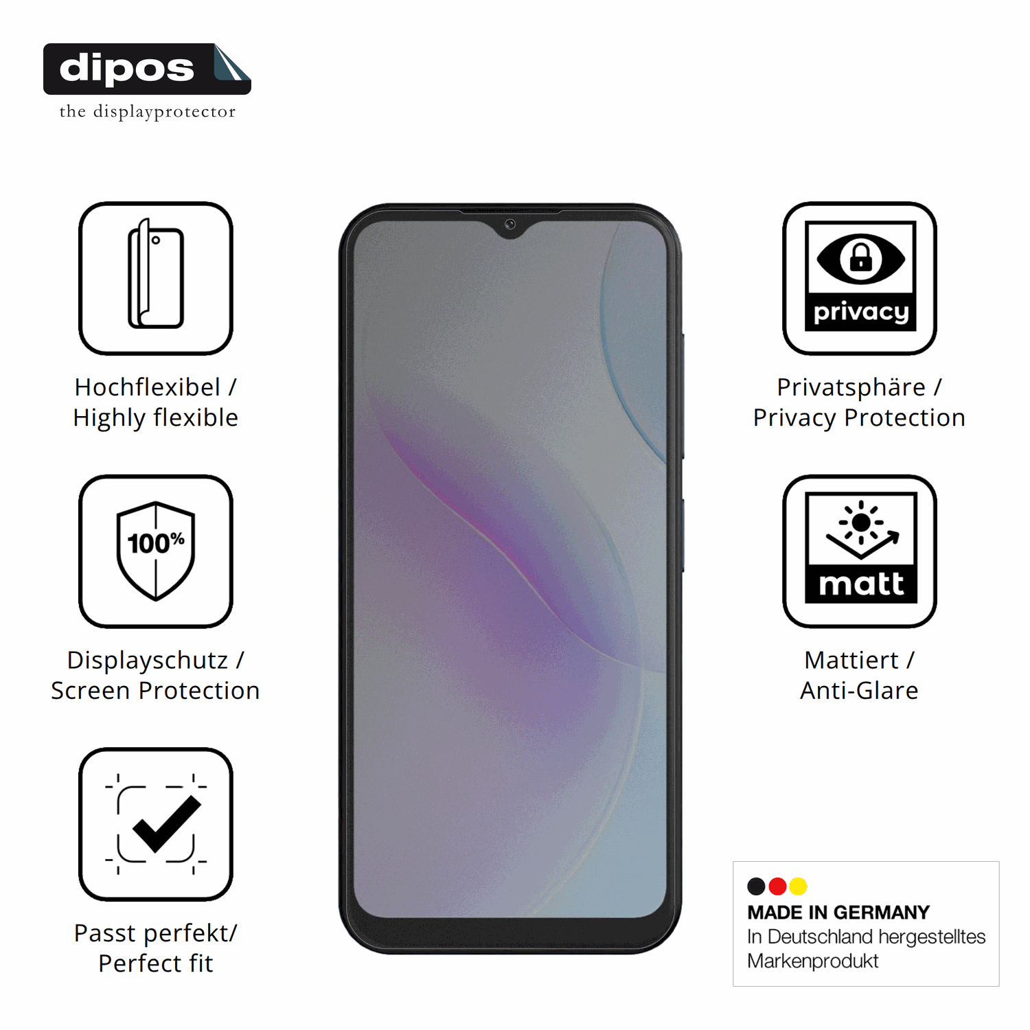 Flexible TPU-Folie passend zugeschnitten für uleway T6501, mit Privatsphäre-Schutz durch Sichtschutz-Folie