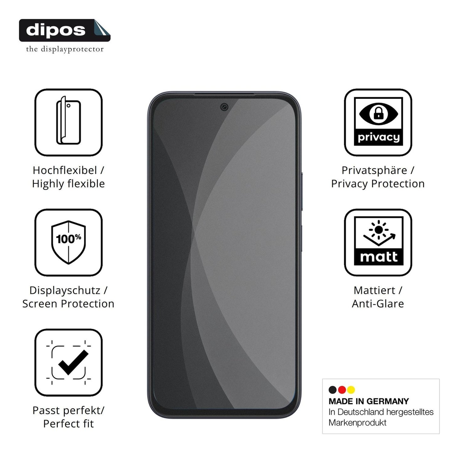 Flexible TPU-Folie passend zugeschnitten für Vivo G5i, mit Privatsphäre-Schutz durch Sichtschutz-Folie