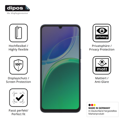 Flexible TPU-Folie passend zugeschnitten für Vivo Y11d, mit Privatsphäre-Schutz durch Sichtschutz-Folie
