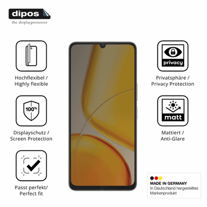 Flexible TPU-Folie passend zugeschnitten für Vivo Y37 Plus, mit Privatsphäre-Schutz durch Sichtschutz-Folie