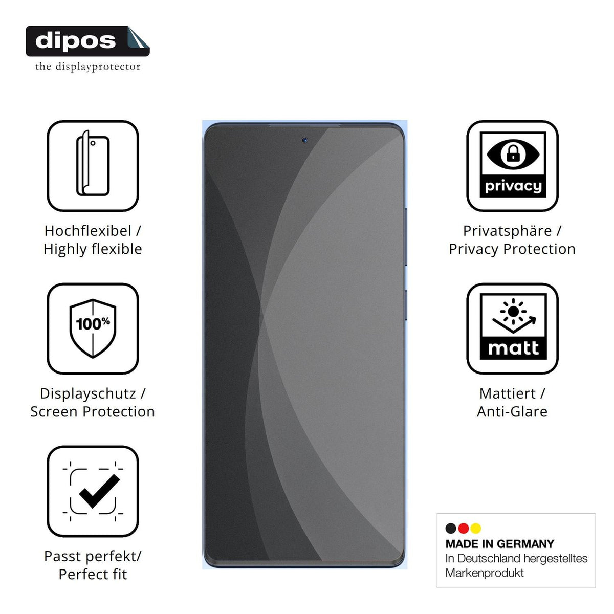 Flexible TPU-Folie passend zugeschnitten für W&amp;O WO2, mit Privatsphäre-Schutz durch Sichtschutz-Folie