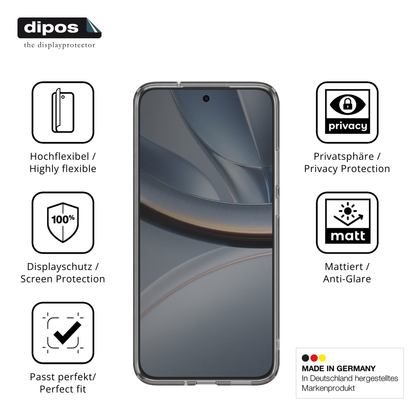Flexible TPU-Folie passend zugeschnitten f�r Xiaomi Poco F7 5G Case Friendly, mit Privatsph�re-Schutz durch Sichtschutz-Folie