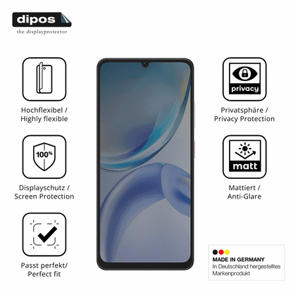 Flexible TPU-Folie passend zugeschnitten für ZTE Blade A36, mit Privatsphäre-Schutz durch Sichtschutz-Folie