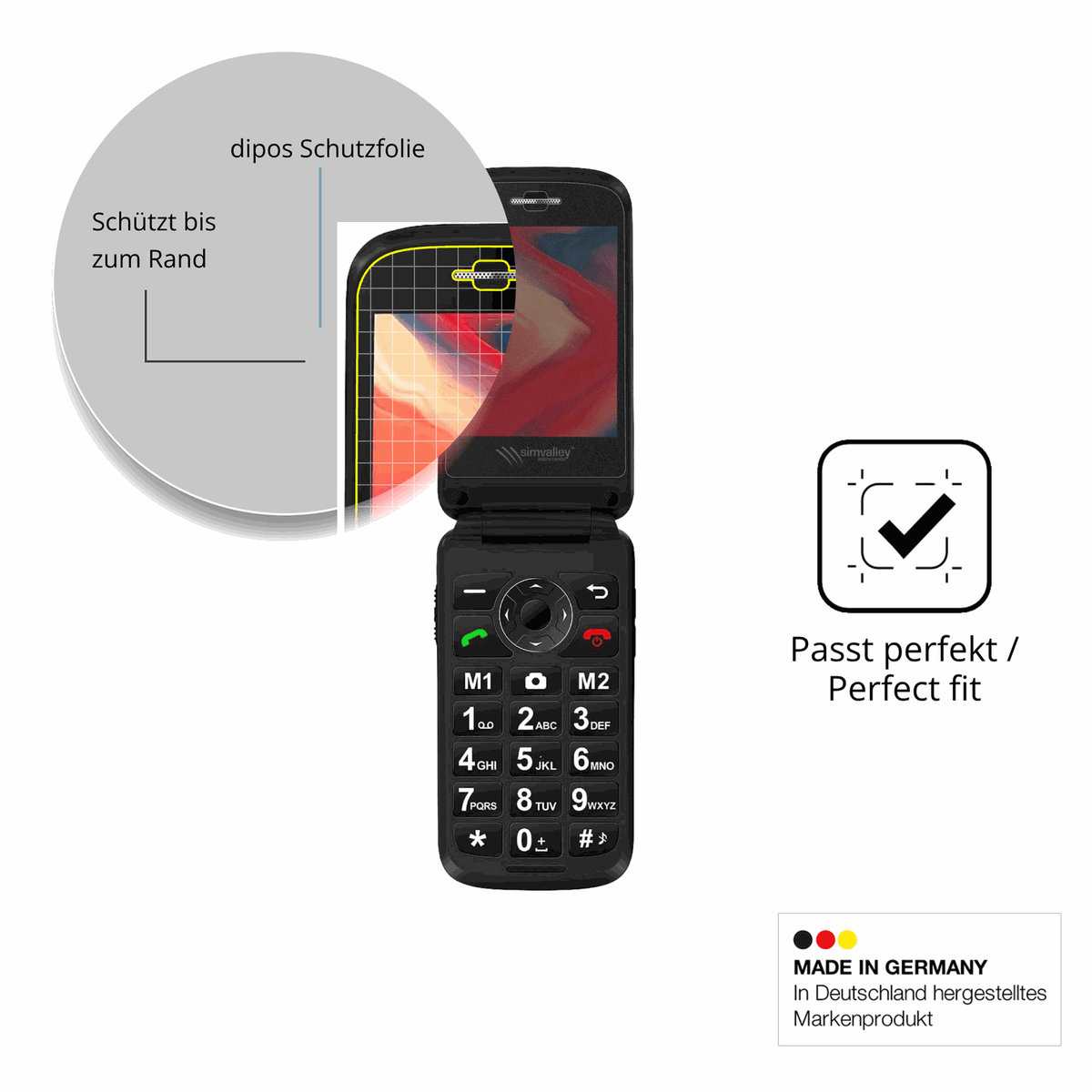Screen Protector for Simvalley Mobile XL-970 Privacy Filter 4-Way Protection 